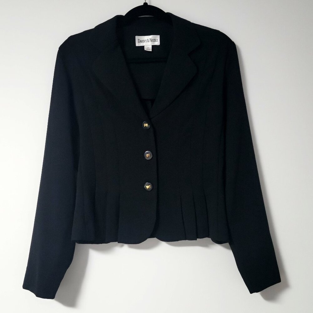 Vintage 90s Danny & Nicole Black Cropped Blazer Tailored Fit Academia Office